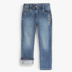 Souris Mini Jean bleu avec broderie florale