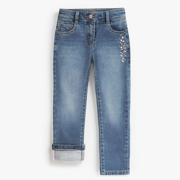 Souris Mini Jean bleu avec broderie florale