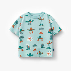 Souris Mini T-shirt turquoise à motifs western