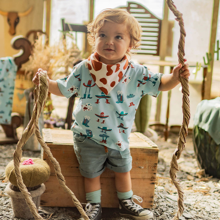 Souris Mini T-shirt turquoise à motifs western