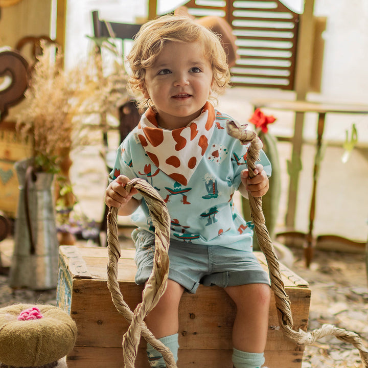 Souris Mini T-shirt turquoise à motifs western