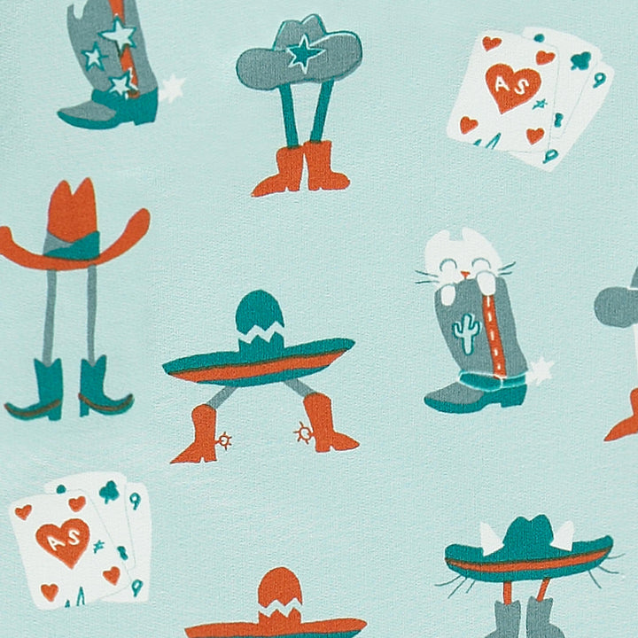 Souris Mini T-shirt turquoise à motifs western