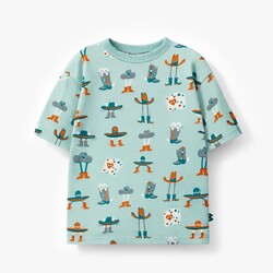 Souris Mini T-shirt turquoise à motifs western