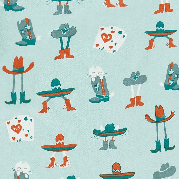 Souris Mini T-shirt turquoise à motifs western