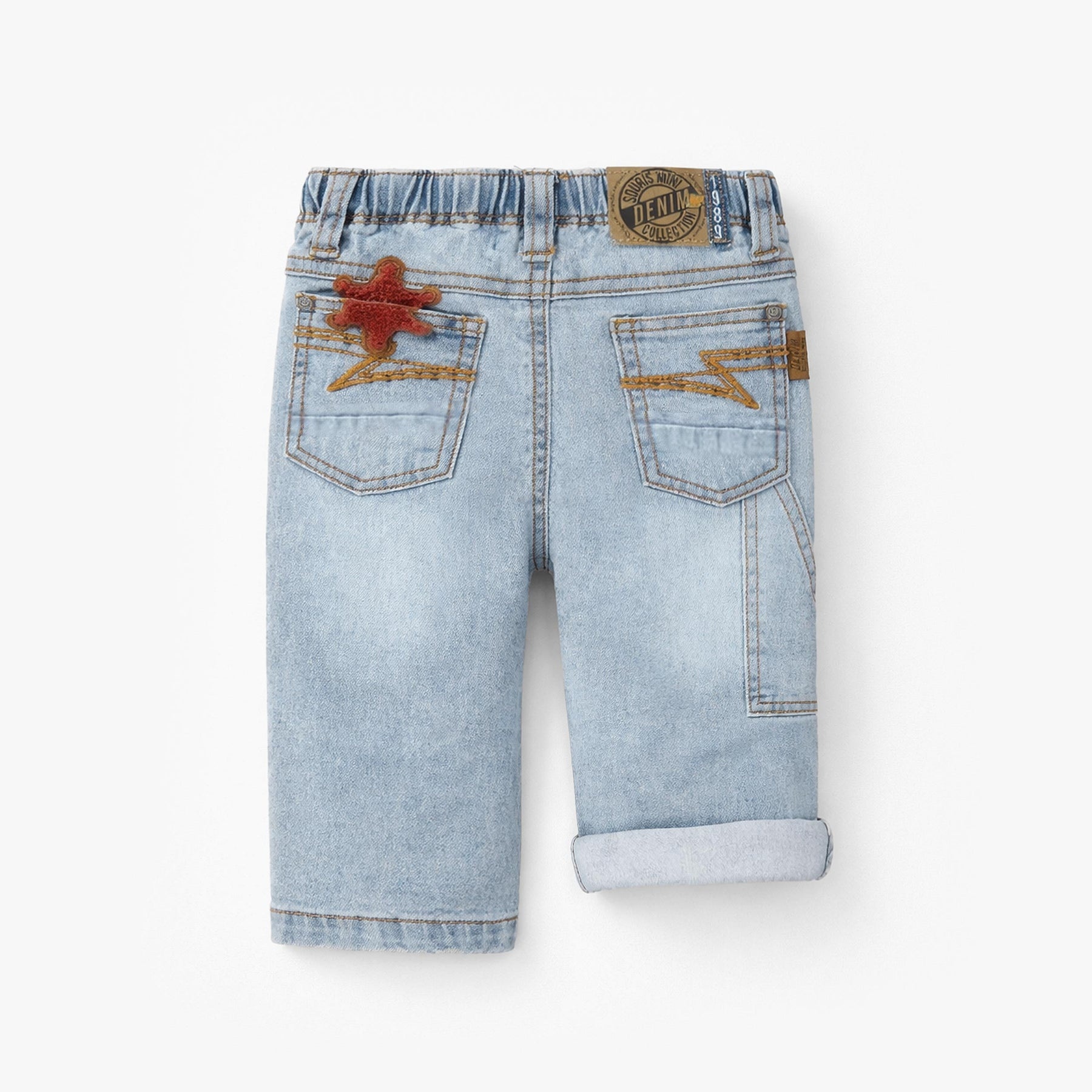 Souris Mini Jean bleu pâle avec écusson étoile