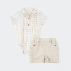 Petit Lem Ensemble chemise popeline et short en chambray