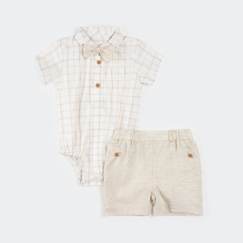 Petit Lem Ensemble chemise popeline et short en chambray