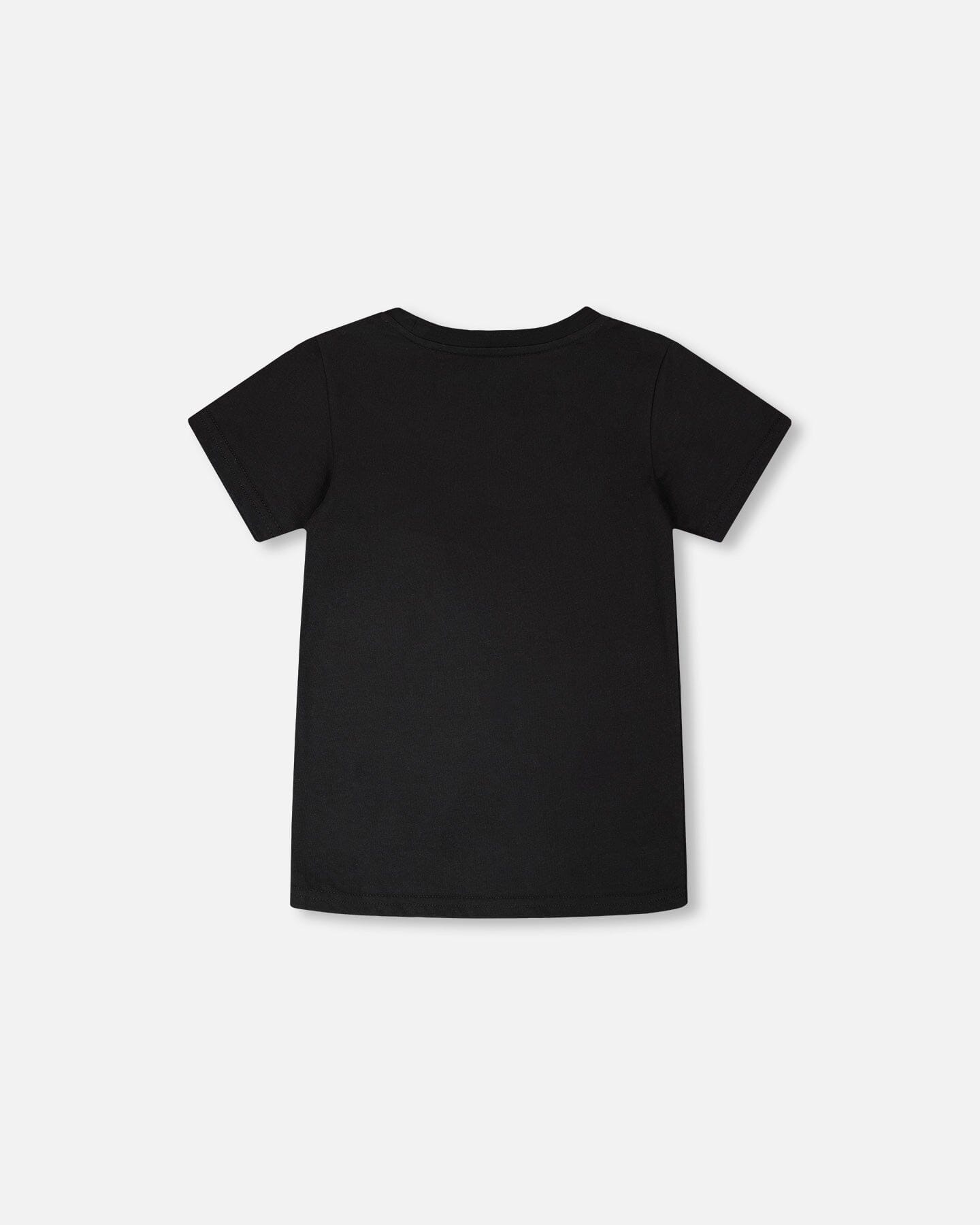 Deux Par Deux T-shirt jersey de coton biologique noir avec imprimé dino à vélo