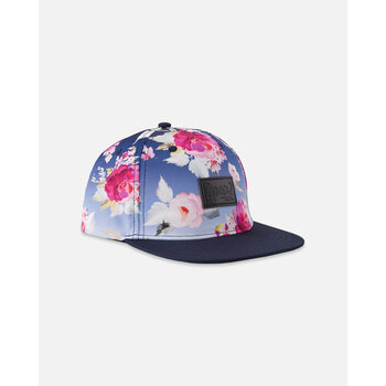 Deux Par Deux Casquette bleu imprimé roses