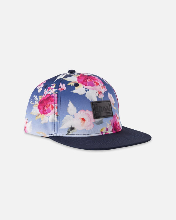 Deux Par Deux Casquette bleu imprimé roses
