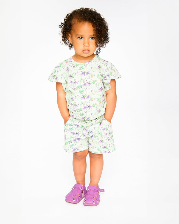 Deux Par Deux T-shirt en jersey vert imprimé fleurs