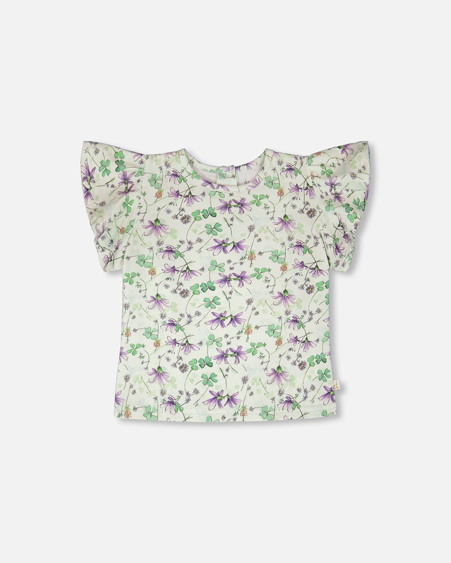 Deux Par Deux T-shirt en jersey vert imprimé fleurs