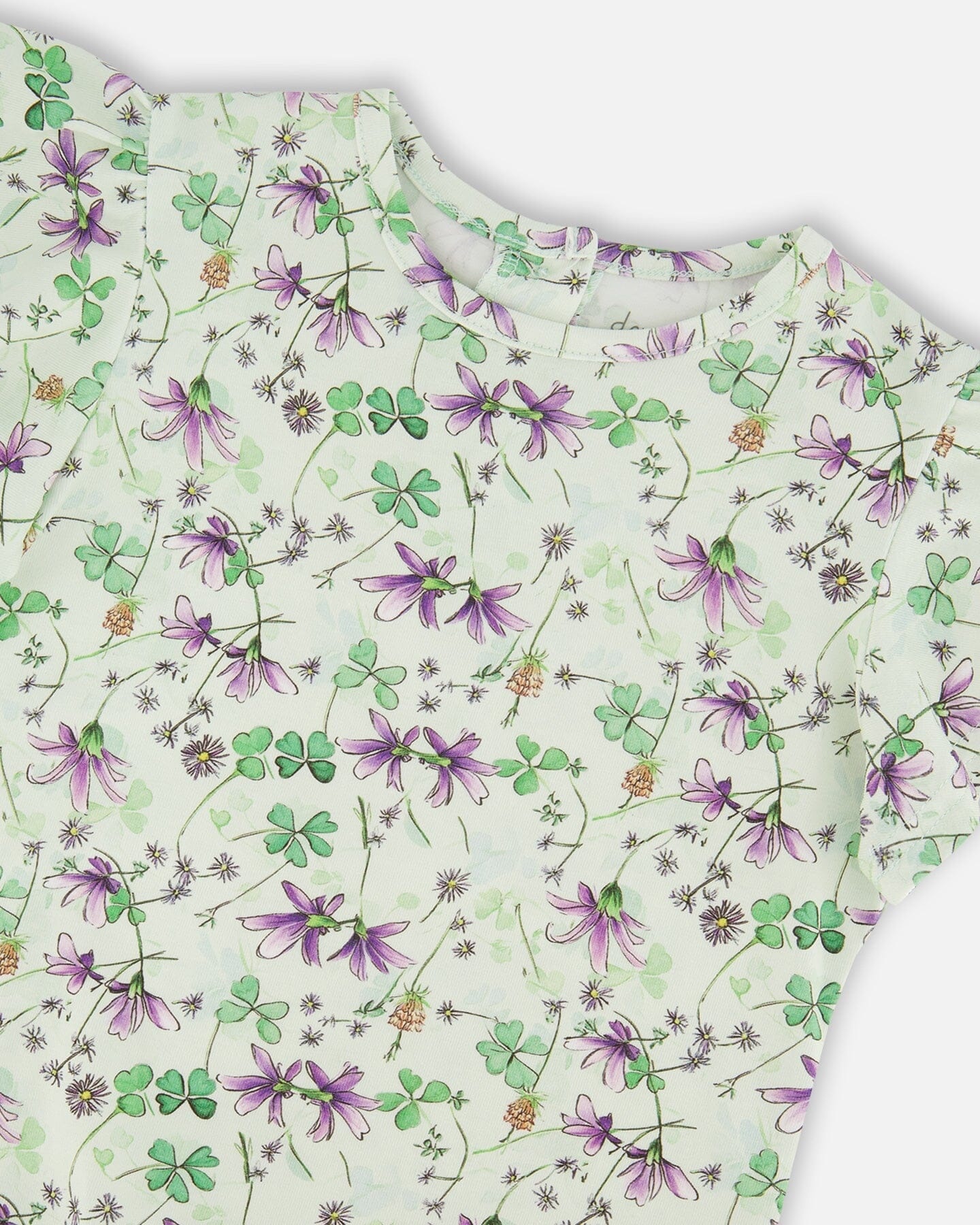 Deux Par Deux T-shirt en jersey vert imprimé fleurs