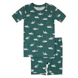 Petit Lem Ensemble pyjama court sarcelle à imprimé de requin
