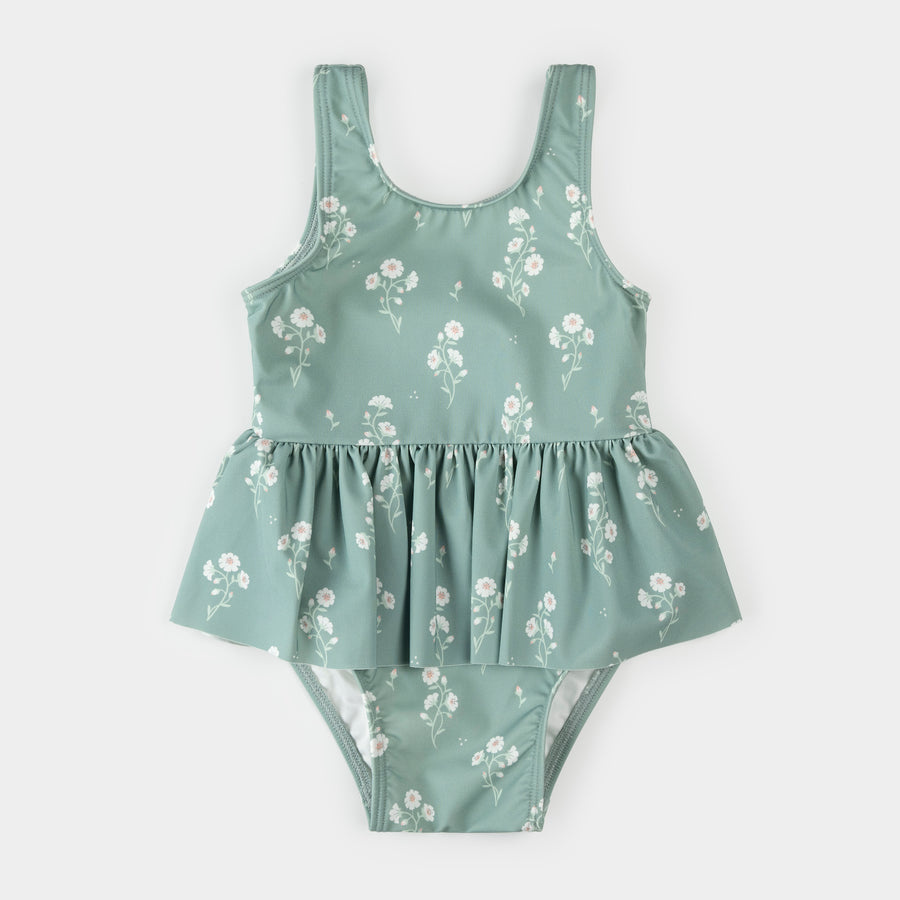 Petit Lem Maillot de bain turquoise à imprimé fleurs marines
