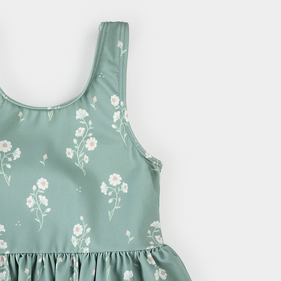 Petit Lem Maillot de bain turquoise à imprimé fleurs marines