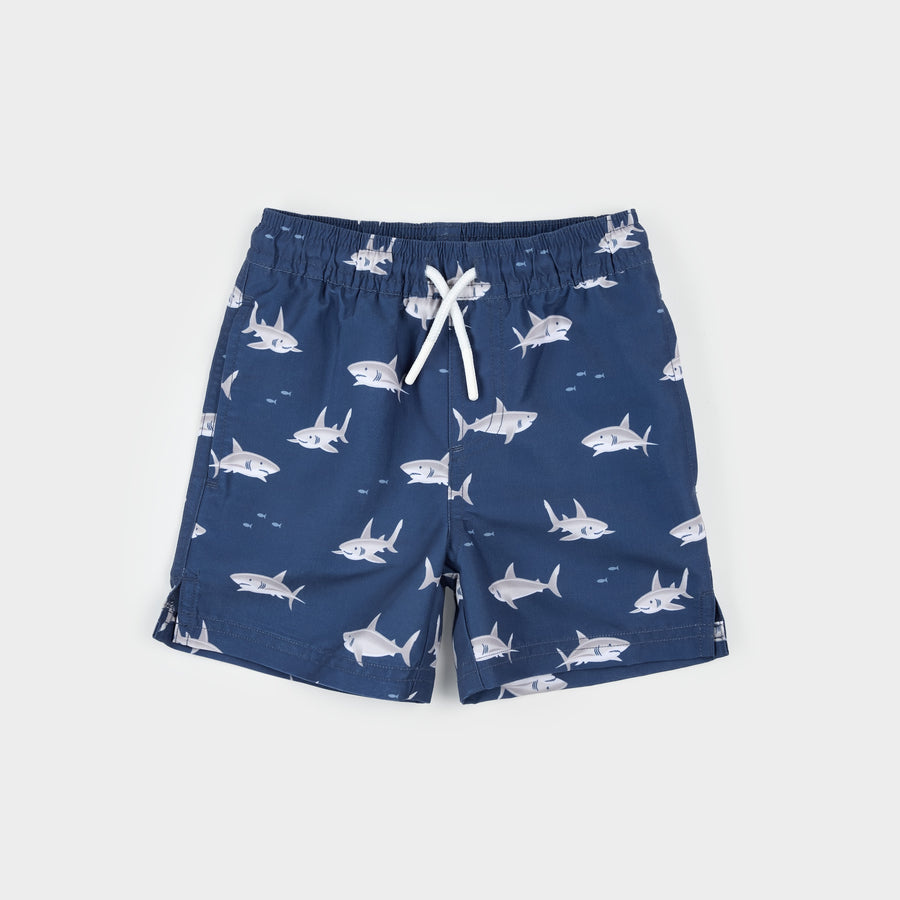 Petit Lem Maillot de bain bleu foncé à imprimé requins