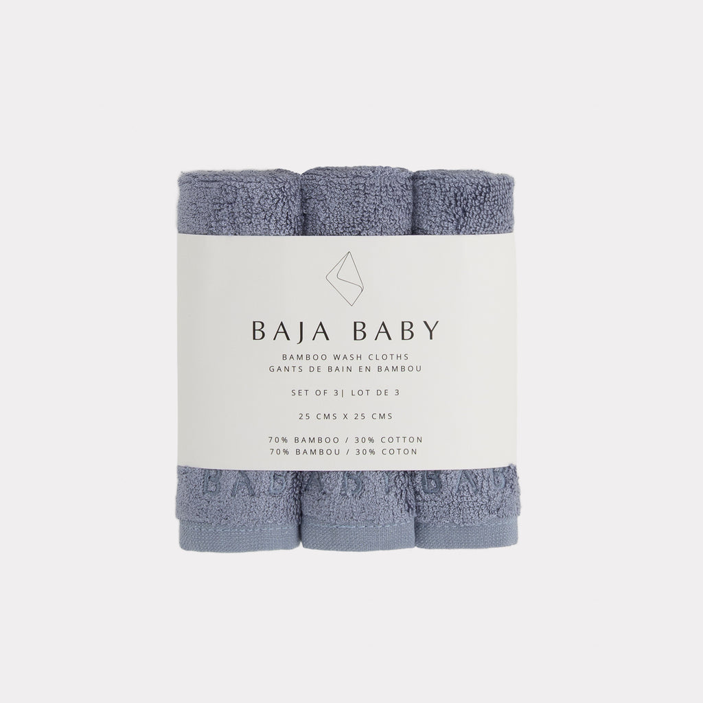 Baja Baby Bamboo/Cotton Wash Cloths | 3 Pack - True blue