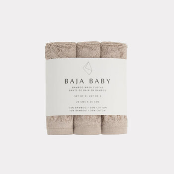 Baja Baby Débarbouillette coton/bambou (lot de 3) - Taupe