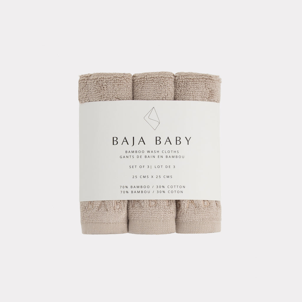 Baja Baby Bamboo/Cotton Wash Cloths | 3 Pack - Taupe