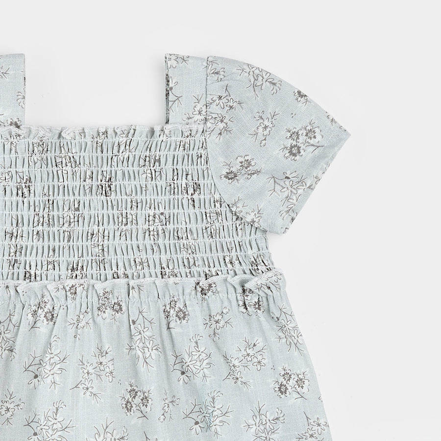 Petit Lem Ensemble robe bleu poudré à imprimé floral classique