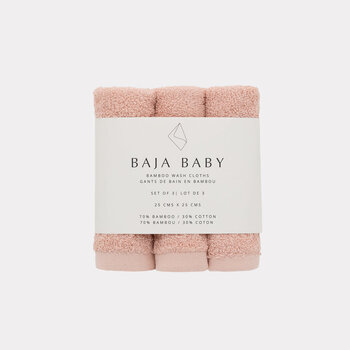 Baja Baby Débarbouillette coton/bambou (lot de 3) - Rose
