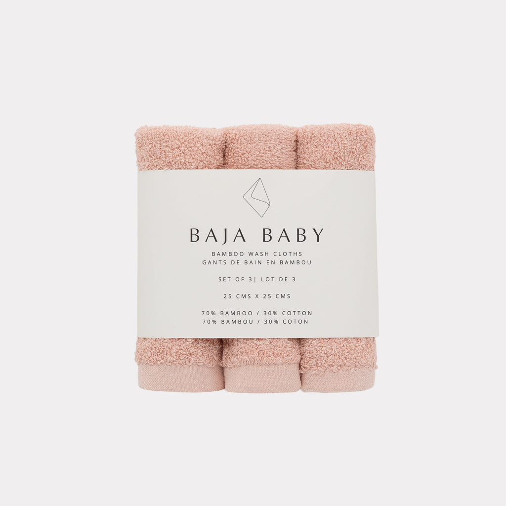 Baja Baby Bamboo/Cotton Wash Cloths | 3 Pack - Rose