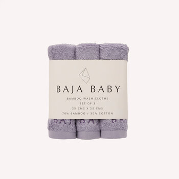 Baja Baby débarbouillette coton/bambou (lot de 3) - Lavande