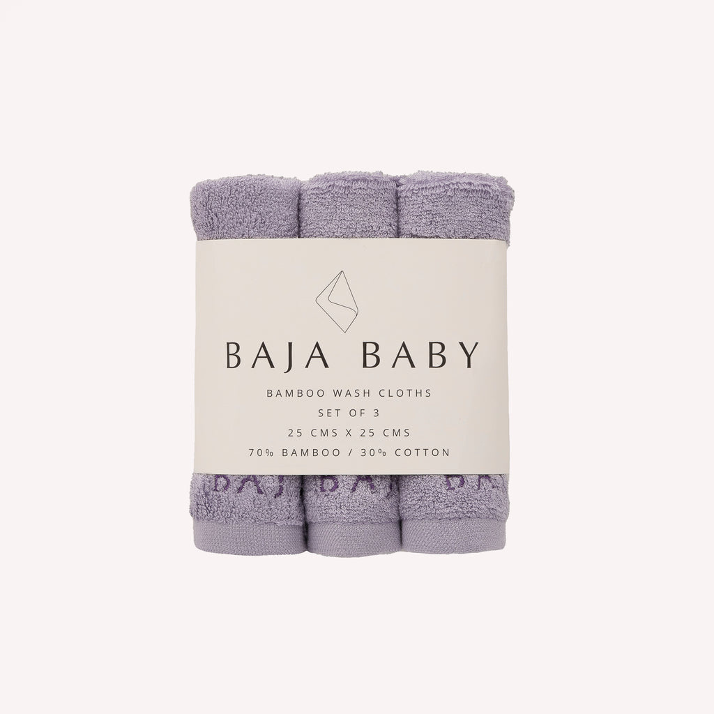 Baja Baby Bamboo/Cotton Wash Cloths | 3 Pack - Lavande