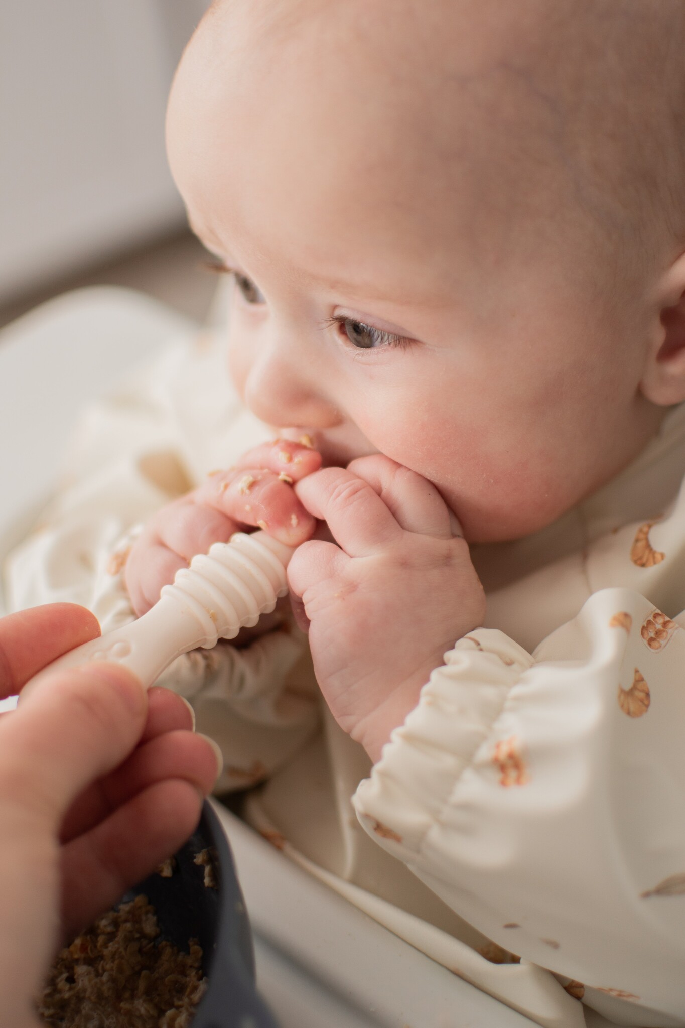 Micasso & co. Les cuillères d'apprentissage en silicone - Vieux rose & Blanc crème