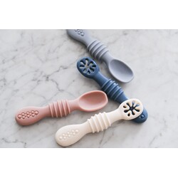 Micasso & co. Les cuillères d'apprentissage en silicone - Vieux rose & Blanc crème