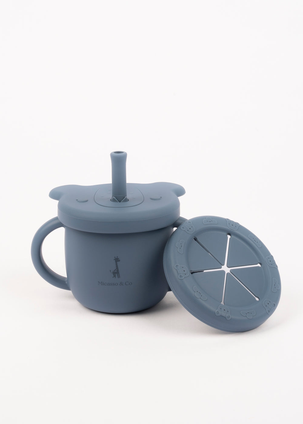 Micasso & co. Tasse d'apprentissage 2 en 1 pour collation et liquide - Bleu majestueux