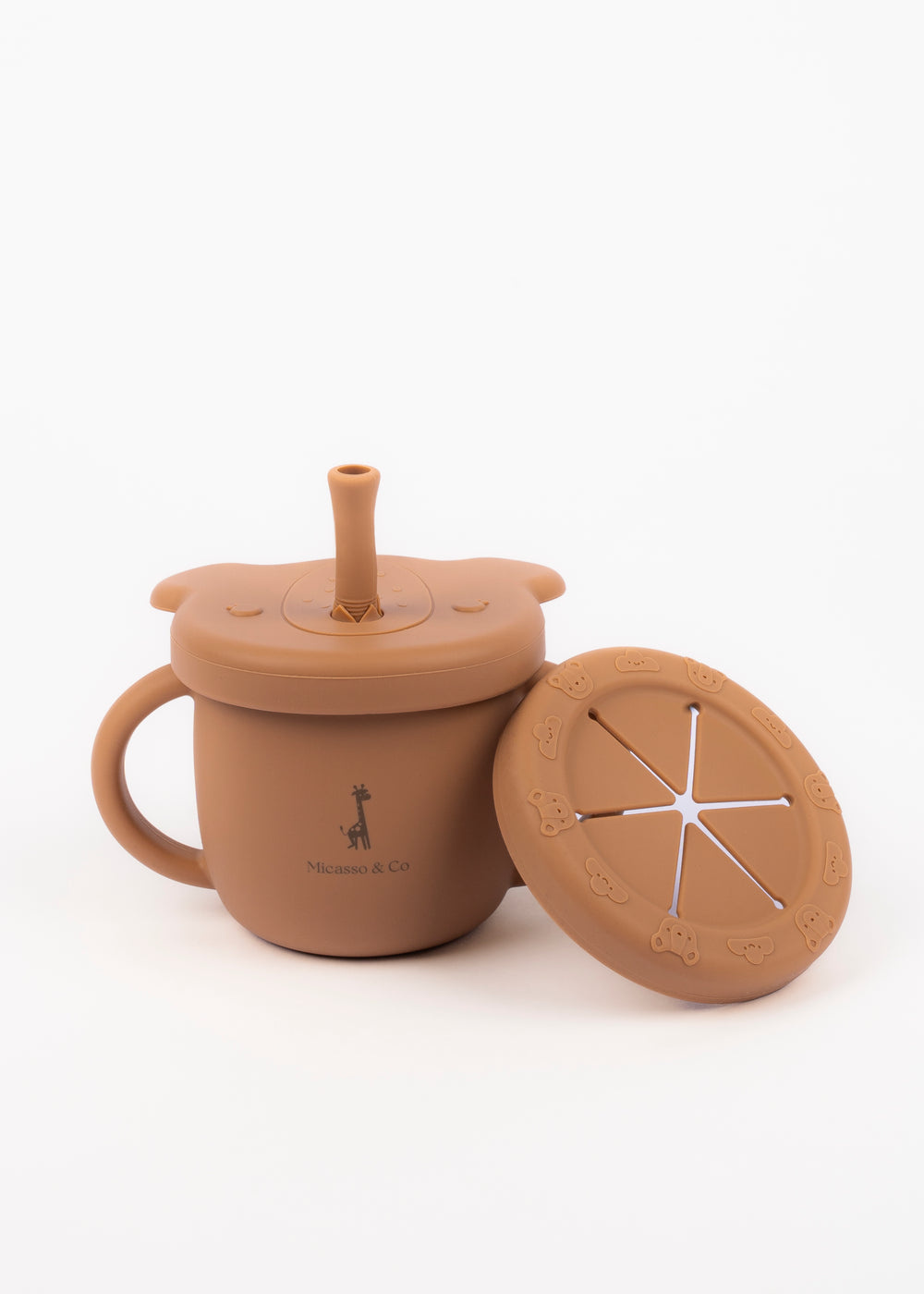 Micasso & co. Tasse d'apprentissage 2 en 1 pour collation et liquide - Caramel