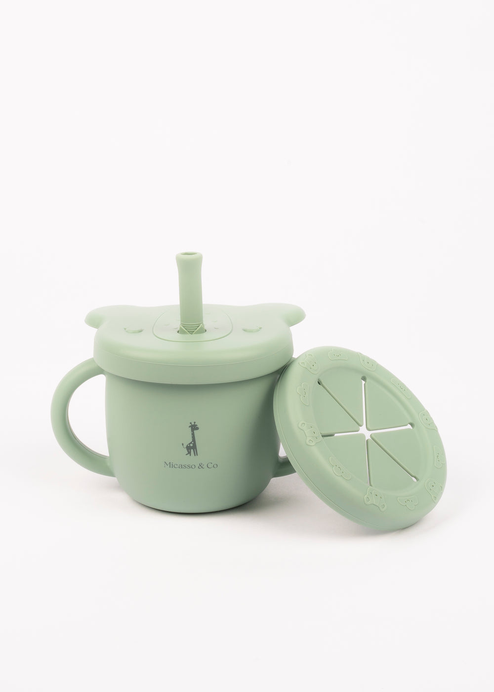 Micasso & co. Tasse d'apprentissage 2 en 1 pour collation et liquide - Vert tendre