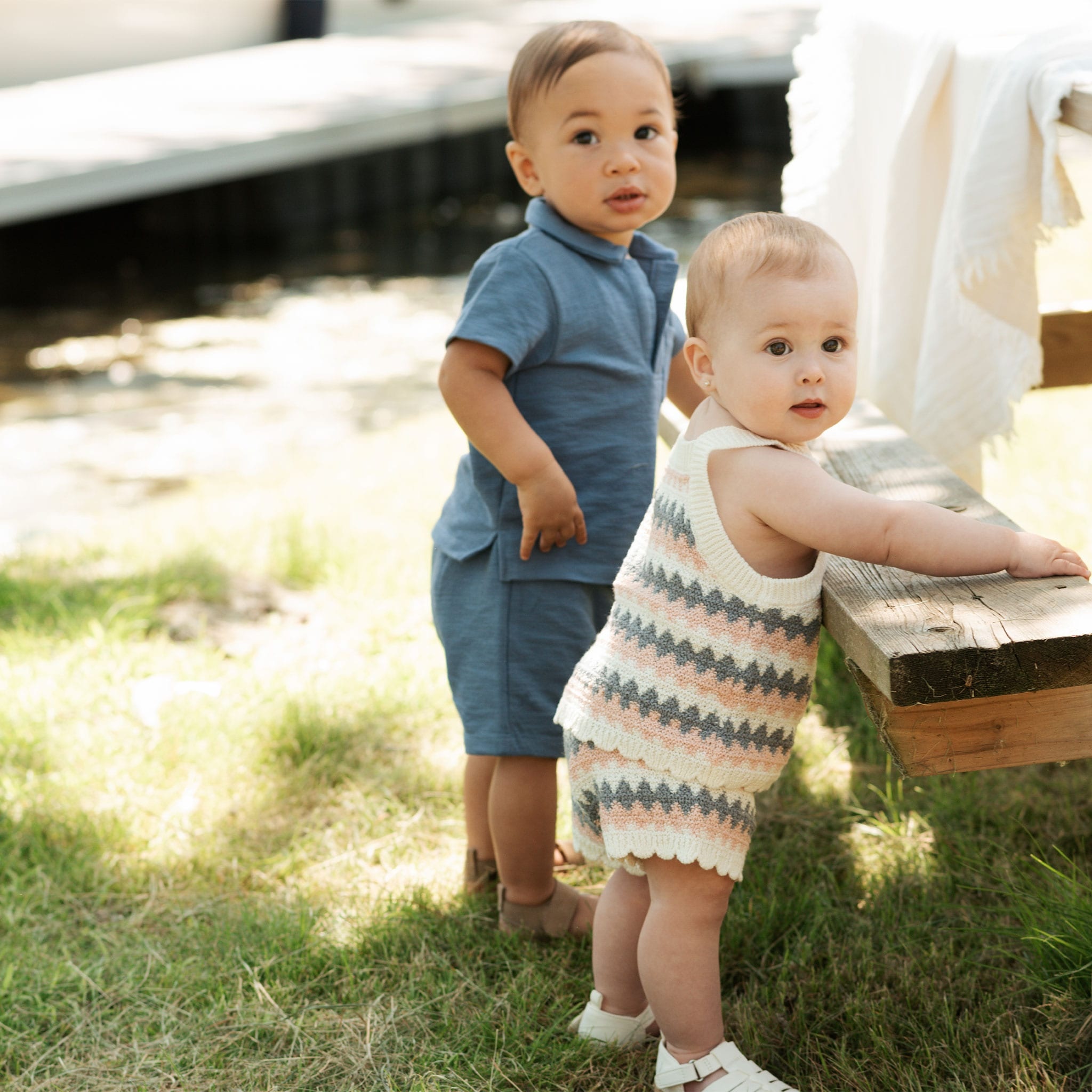 Petit Lem Ensemble en coton organique - Dusty blue