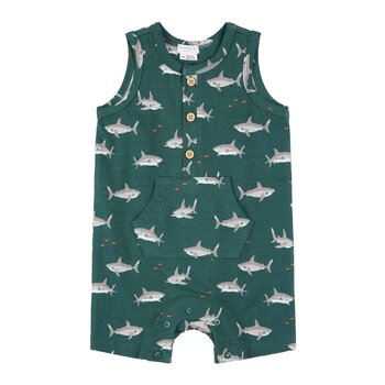 Petit Lem Romper à imprimé de requin - Teal
