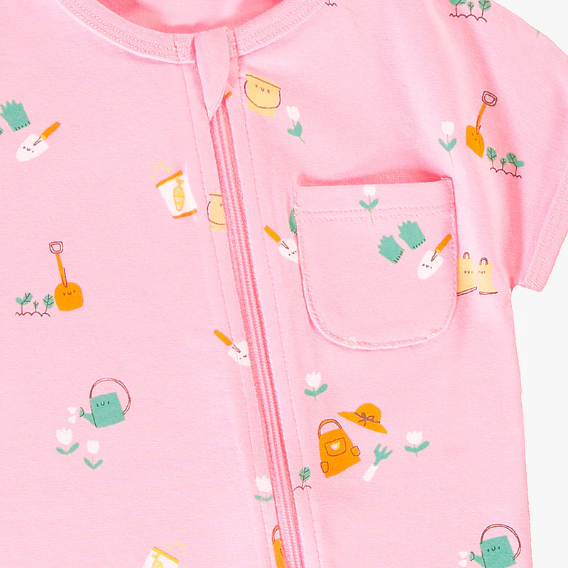 Souris Mini Pyjama une pièce rose à motifs