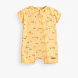 Souris Mini Pyjama une pièce jaune à motifs