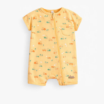 Souris Mini Pyjama une pièce jaune à motifs
