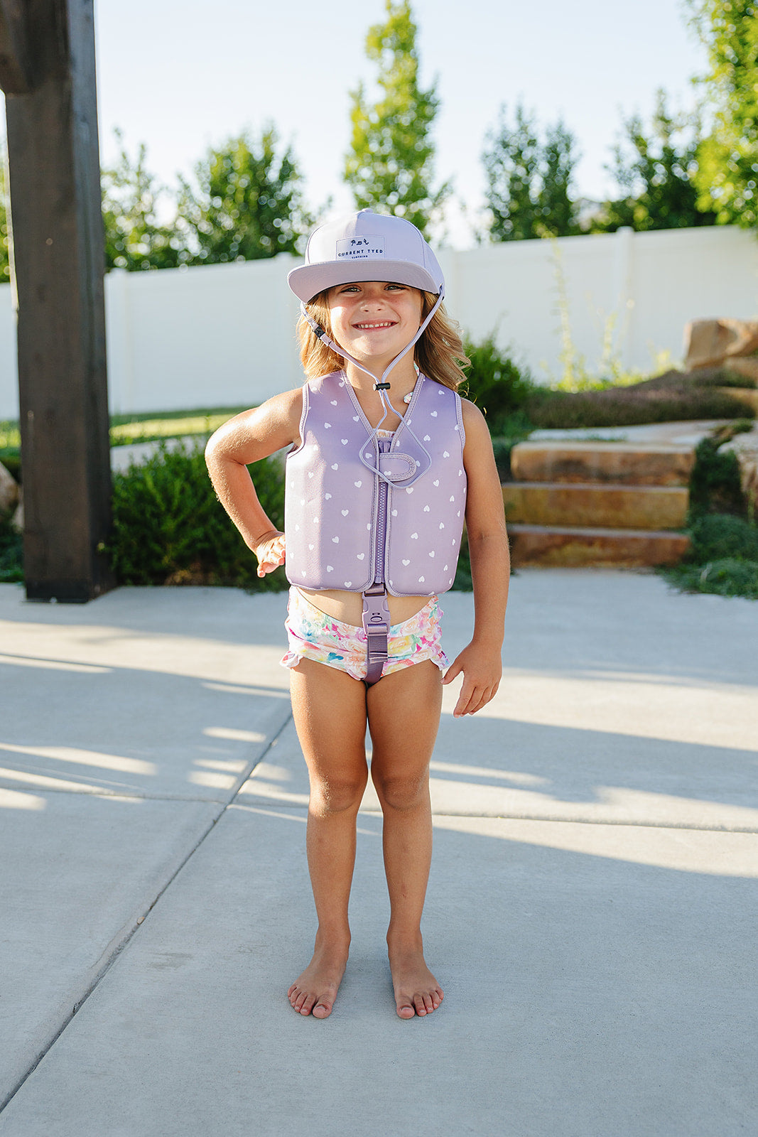 Current Tyed Clothing Gilet de natation - Purple hearts - Small (1-3ans | 22lbs-40lbs)
