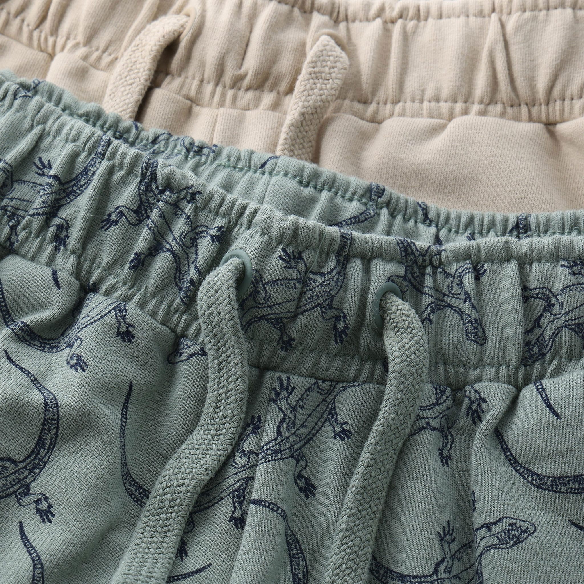 minymo Short en coton ouaté (2-pack) - Gecko green / Beige