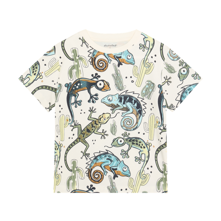 minymo T-shirt crème imprimé de gecko