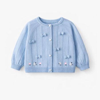 Souris Mini Cardigan bleu en tricot