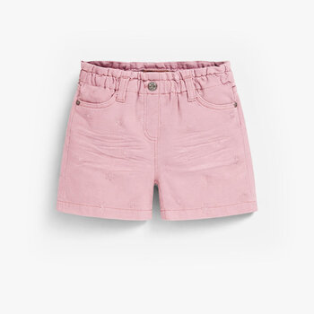 Souris Mini Short rose en denim avec broderies de fleurs