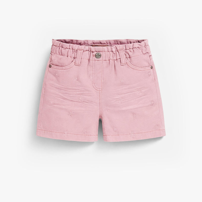 Souris Mini Short rose en denim avec broderies de fleurs
