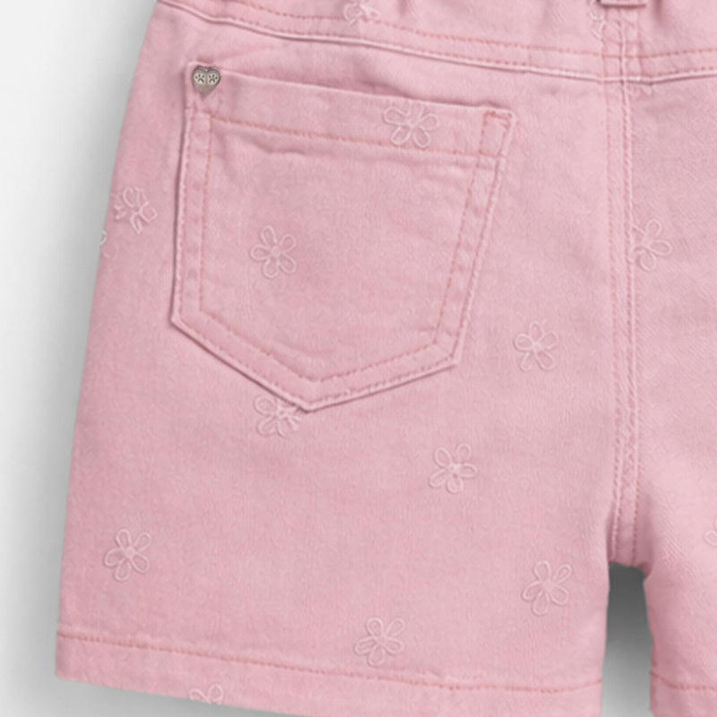 Souris Mini Short rose en denim avec broderies de fleurs