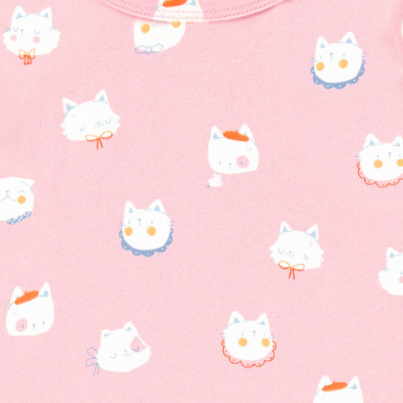 Souris Mini T-shirt rose à motifs de chats