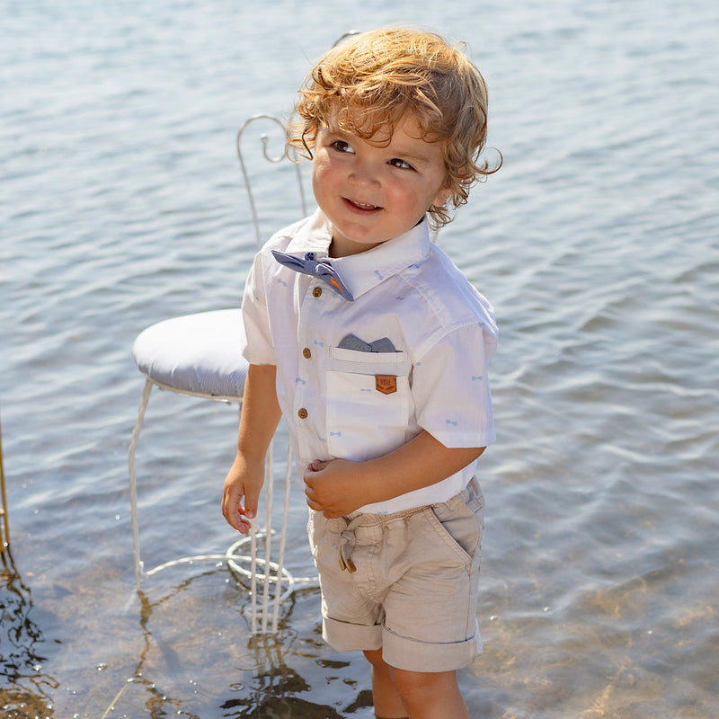 Souris Mini Chemise blanche à motifs
