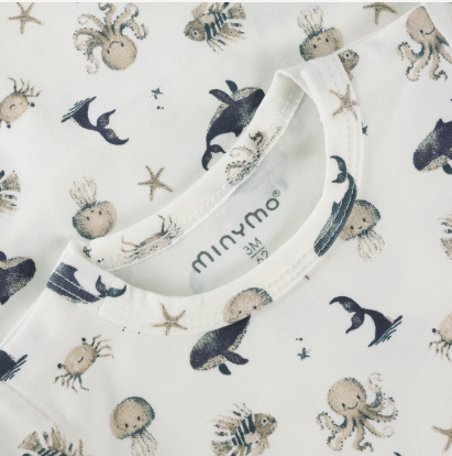 minymo Cache-couche animaux des fonds marins - Navy / Beige