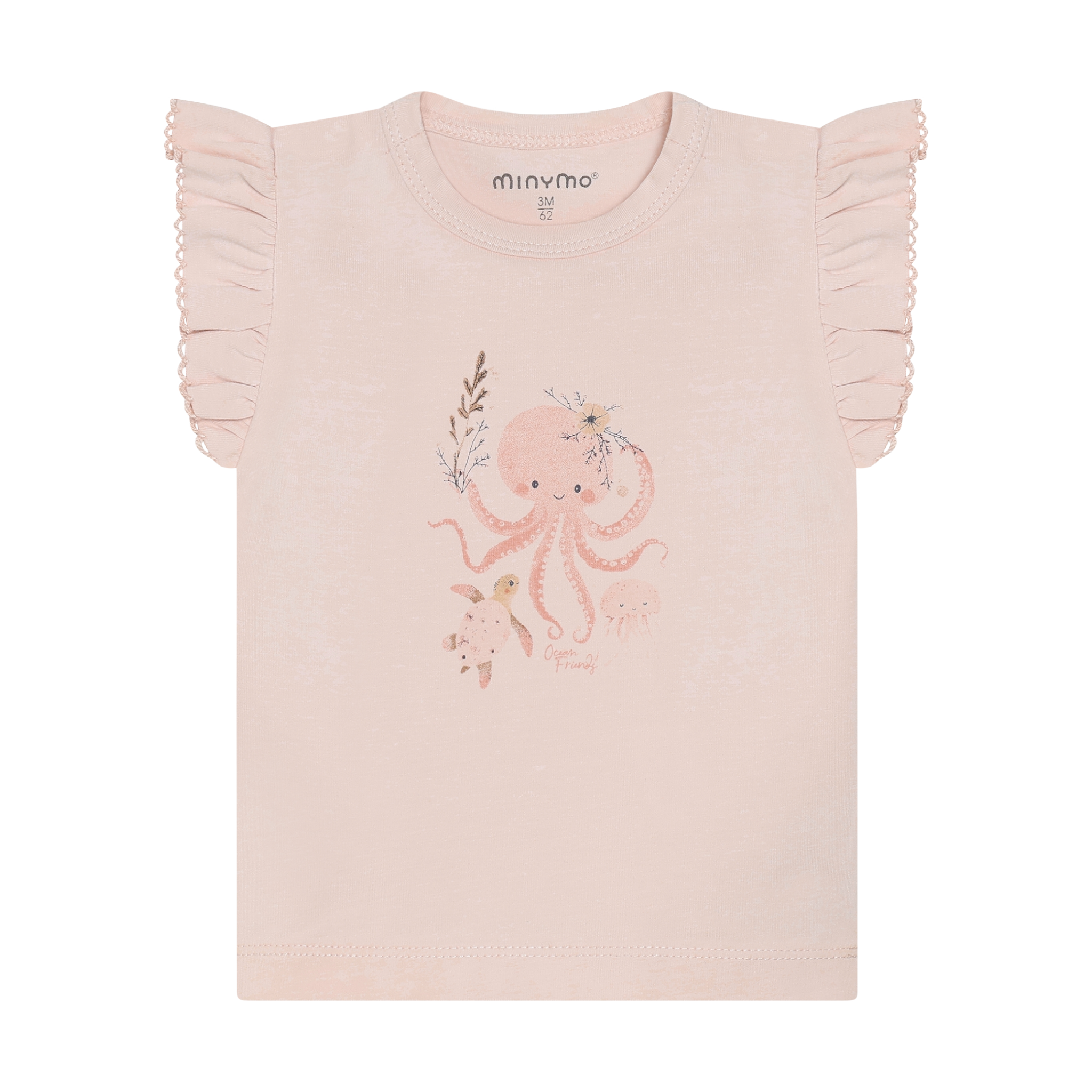 minymo T-shirt imprimé d'animaux marins - Rose